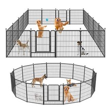 32 Inch Heavy Duty Dog Playpen 16 Panels Exercise Pen Pet Fence Cage with Door