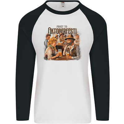 Prost Zu Deutsches Oktoberfest Beer Festival Herren L/S Baseball Maglietta