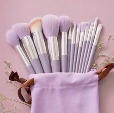 Purple 13 Piece Makeup Brush Set With Carry Bag Beauty Accessories FREE DELIVERY