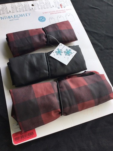 CYNTHIA ROWLEY HEART REUSABLE BAGS Set Of 3 Recycled Material NEW - Picture 9 of 18
