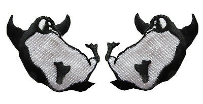 #4413 Lot 2Pcs Right&Left 2-1/4" Embroidery Iron On Penguin Applique Patch 