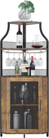 Industrieller Eck-Bar-Schrank Mit Abnehmbarem Weinregal Und Glashalter,5-Stufige
