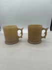 2 Whataburger Buffalo Nickel Coffee Cup Mug Butterscotch Vintage Milk Glass Mug