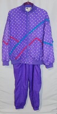 VTG 90's Aviat Sportif Women's M Purple Polka Dot Lined Windbreaker Track Suit