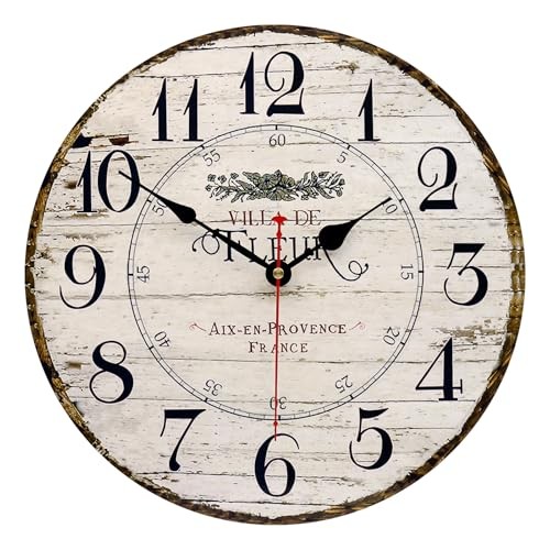 14 Inch Retro Vintage Style Round Wooden Wall Clock 14 inch French Country