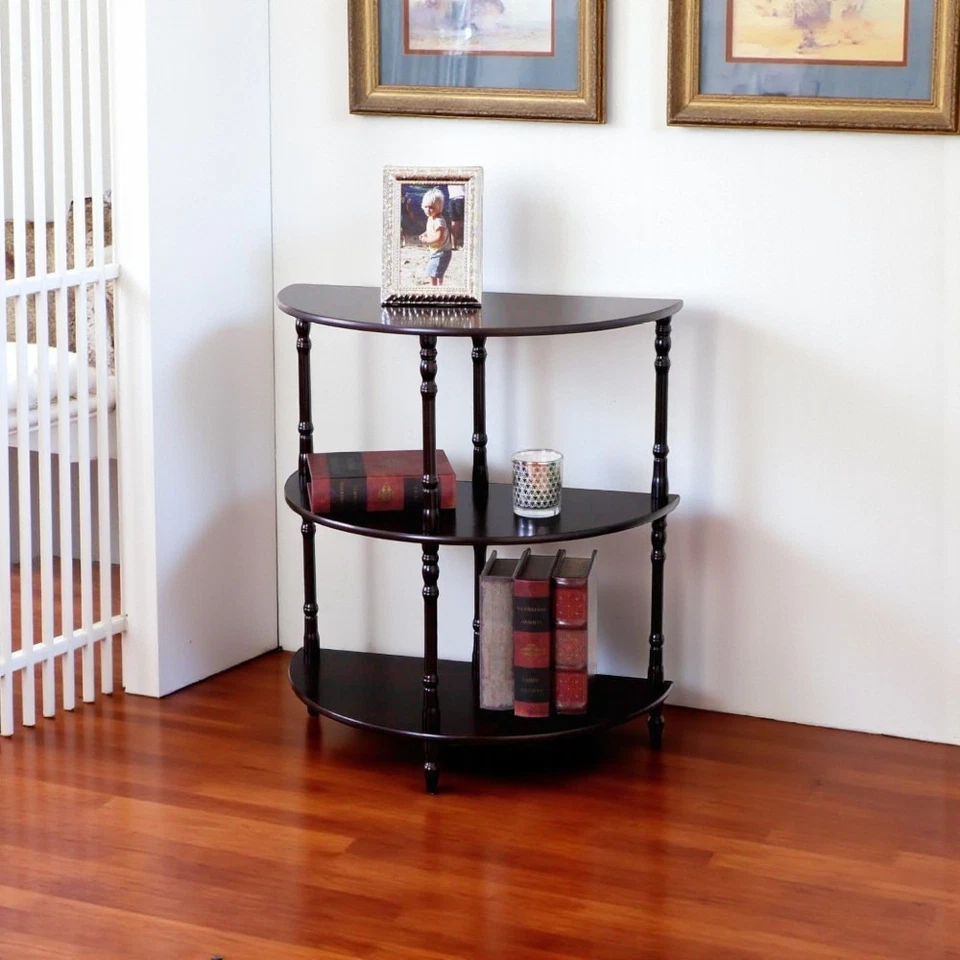End Table Espresso Brown Wood 3-Tier 26 in. H x 11.8 in. W x 23.25 in. L - Image 3 of 4