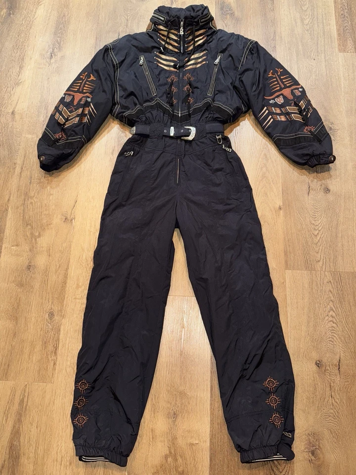 Traje de esquí Bogner traje de nieve de una pieza babero de nieve flecos Longhorn Willy EE. UU. para mujer 10 Foto 3 de 4