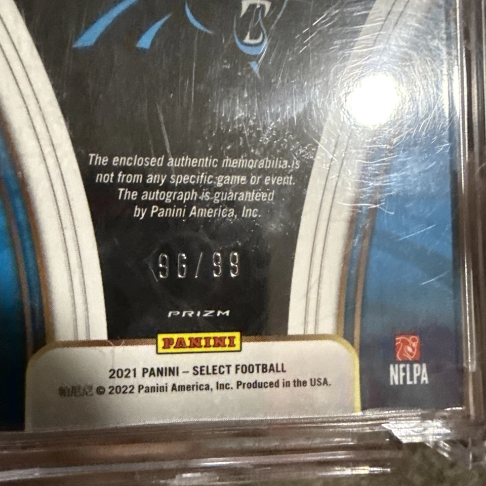 2021 Panini Select #JRS-CHU Chuba Hubbard Rookie Patch Auto Silver Prizm /99 RC - Image 3 of 4