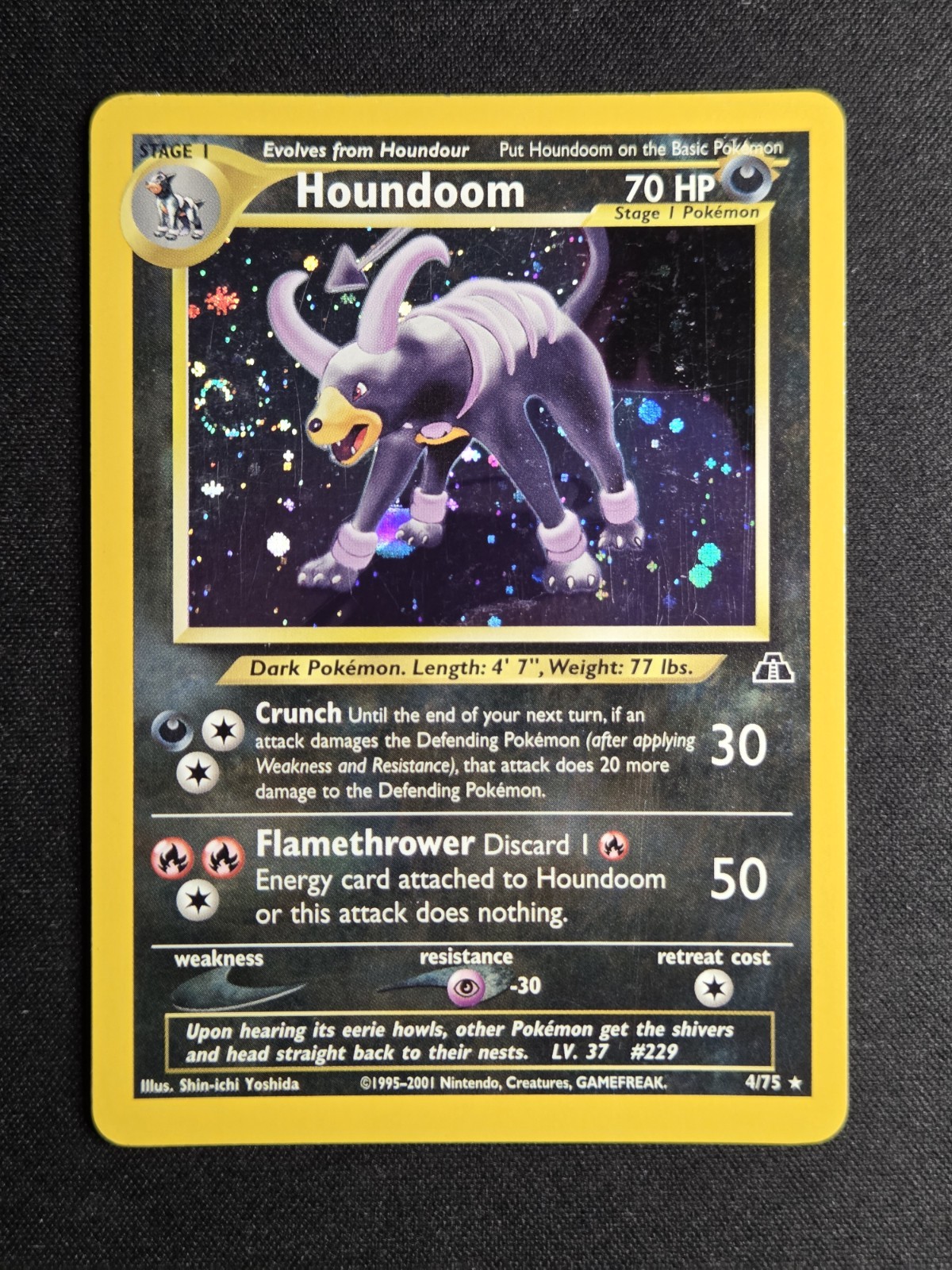 Houndoom 4/75 Neo Discovery HP Holo Rare SWIRL Vintage Pokemon Card