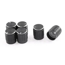 6 Pcs 6mm Shaft Hole Dia Lamp Dimmer Control Rotary Knob Cap Black 15 x 17mm
