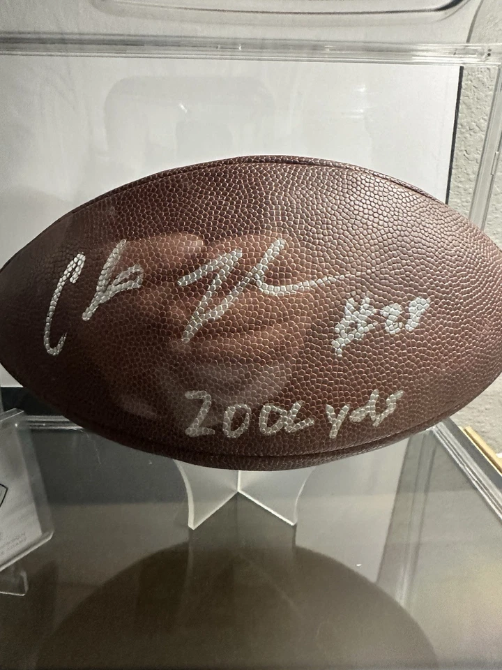 Chris Johnson Football AUTO w/ Inscription 2000 Yds + Ron Dayne AUTO Mini Helmet - Image 3 of 4