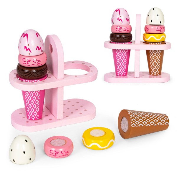 5903769979738 Zestaw Drewnianych LodóW Na Rzepy Dla Dzieci 9 ElementóW Ecotoys E-image