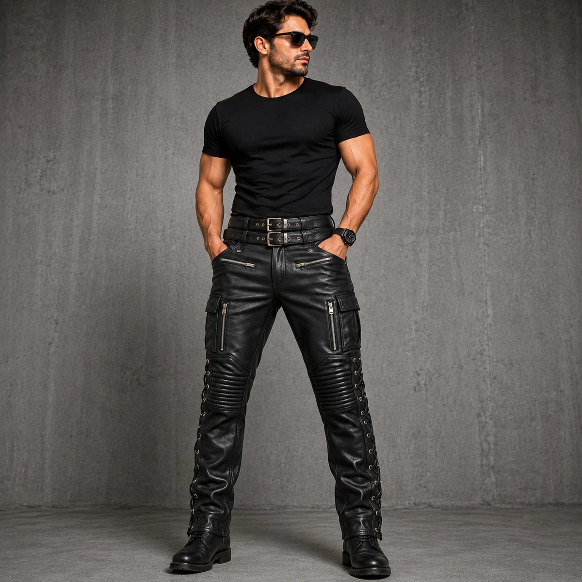 Leather Skinny Pants for Men for sale - eBay