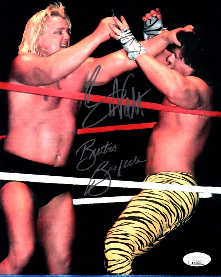 Foto autografada 8X10 assinada por Greg Valentine Brutus Beefcake WWF Legends JSA