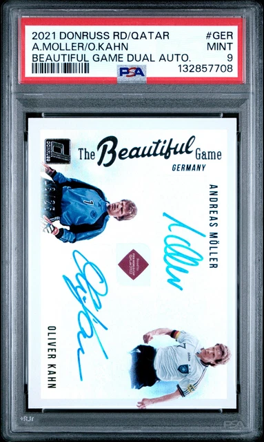 2021 PANINI DONRUSS ROAD TO QATAR ANDREAS MOLLER OLIVER KAHN 13/25 PSA 9 AUTO