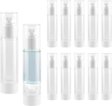 1.7 Oz 50ml Clear Airless Cosmetic Cream Pump Bottle Travel Size Dispenser Refil