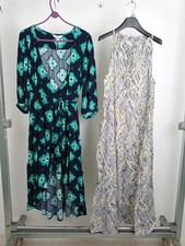 M&S 2Pcs Bundle Size 14 Black Tie Dye Wrap Dress Halter Neck Maxi Dress NEW F2