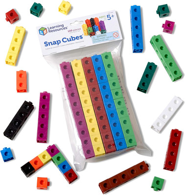 Snap Cubes Steckwürfel (Set mit 100 Stück), Mathewürfel zum Zählen, Muster Legen