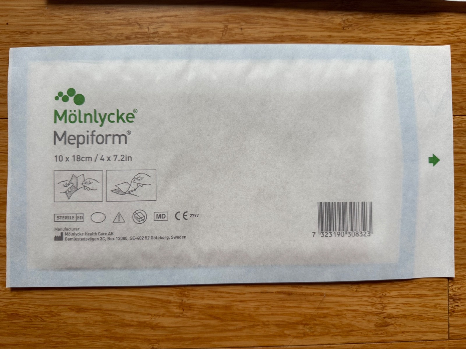 1 x MEPIFORM SILICONE SCAR - KELOIDS DRESSING - MOLNLYCKE - 10CM X 18CM PLASTER