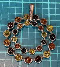 925 Amber Double Circle Pendant