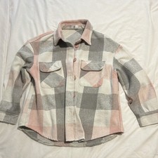 Plaid Button-Front Shacket Jacket w/ Pockets,...
