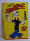 Vintage Style Popeye 5¢ Soda Tin Metal Sign 12x8 Retro Cartoon Wall Decor