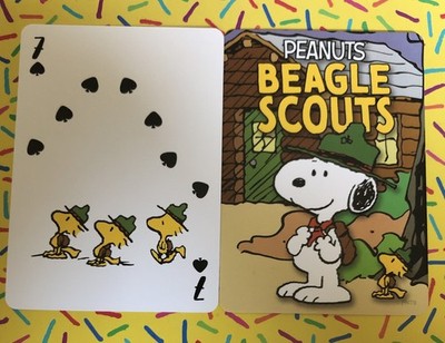 Peanuts Snoopy Beagle Scouts Single Playing Card - 7 of Spades - New- Replace