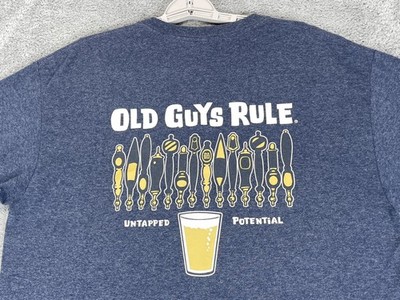 Old Guys Rule Shirt Mens Large Blue Untapped Potential Funny Beer Graphic Tee
