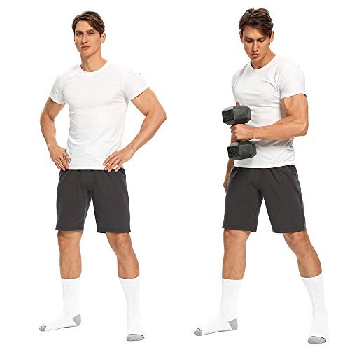 10P Pack Unisex Cotton Moisture Wicking Cushion Crew Socks 10-13 White - Picture 2 of 6