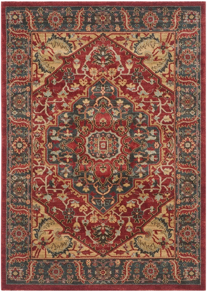 Mahal Collection Accent Rug - 4' x 5'7", Navy & Red, Traditional Oriental Des... - Image 2 of 4