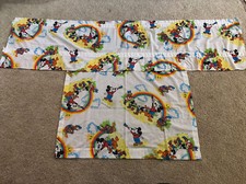 Vintage Disney Mickey Mouse Handmade Curtains Set Of 2 Painting Rainbows