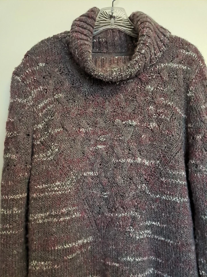 Suéter Pullover Ruffhewn Mujer XL Gris Malva Mezcla de Lana Cuello Alto Cálido Boho  Foto 2 de 4