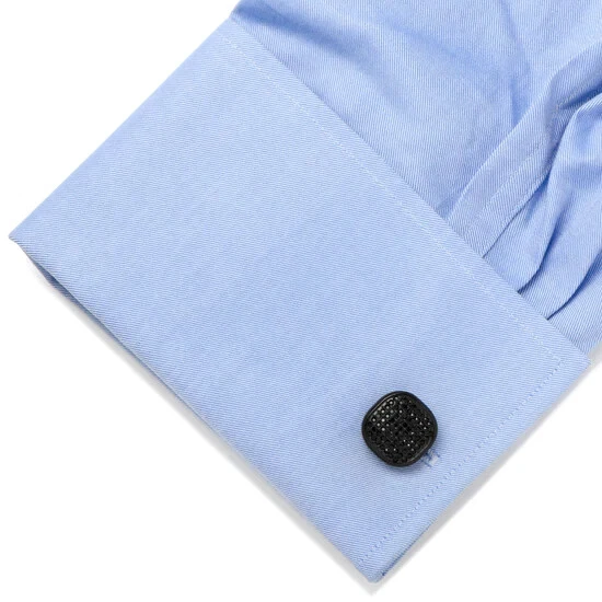 Gemelos de cristal pavé negro de acero inoxidable Foto 3 de 4