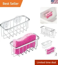 Effortless Stainless Steel Sponge and Scrubber Holder with Suction Cups - 2 Pack