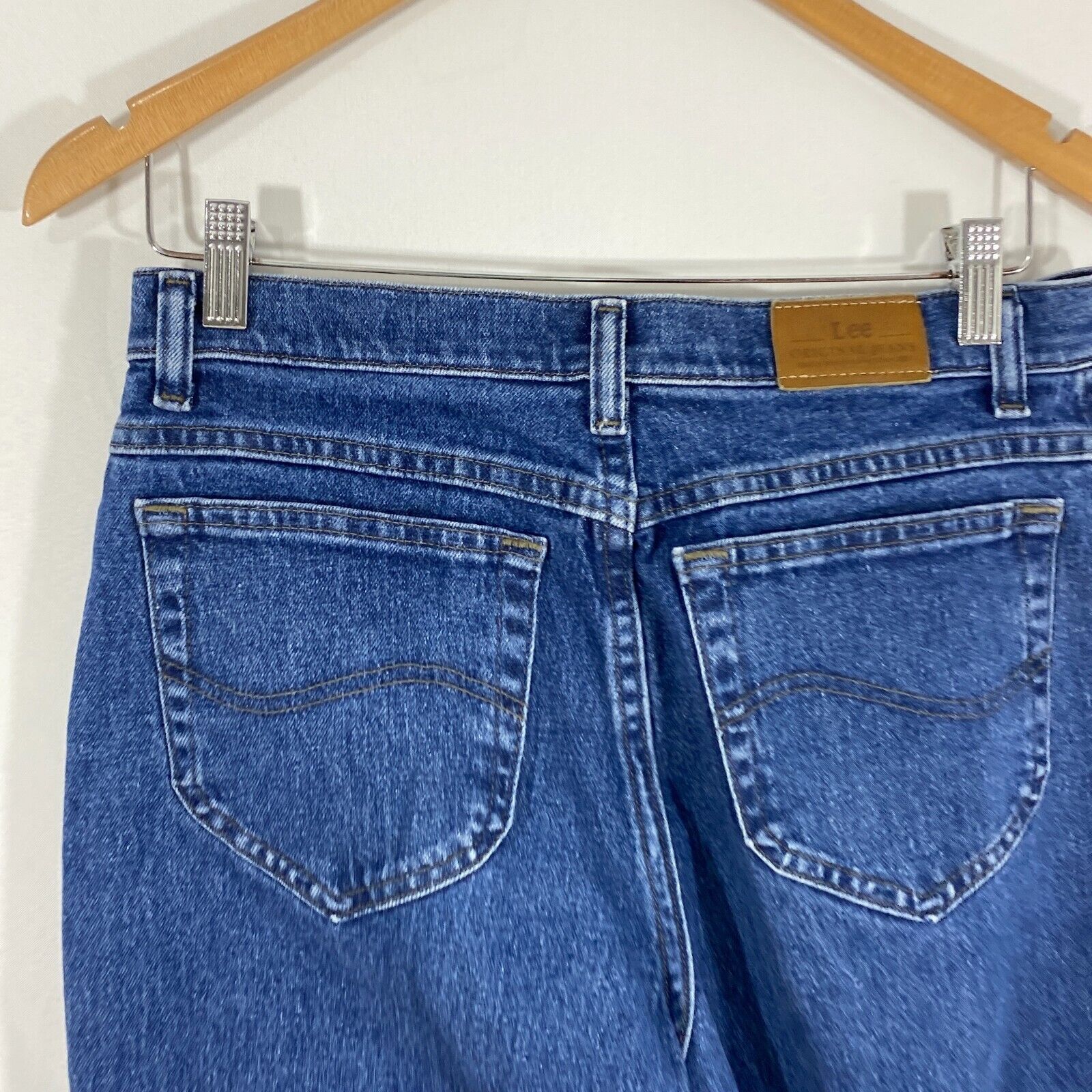 Lee Womens Blue Flat Front 5 Pocket Design Straight Leg Denim Jeans Size 12  S