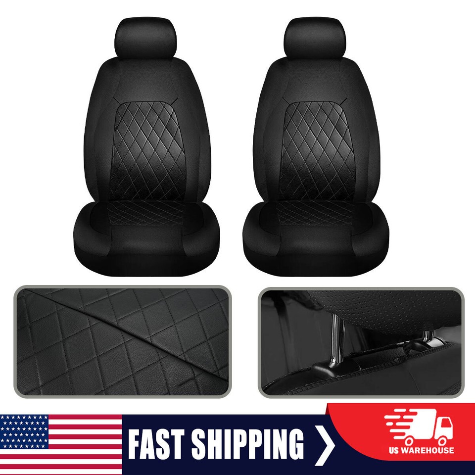 Full Set Black PU Leather Seat Covers For Nissan 350Z & 370Z | Front Bucket Seats With Headrest Covers