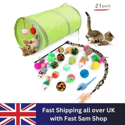 Pet Toys Cat Kitten 21 Pcs Interactive Indoor Toys Bulk Ball Toy Bells Mouse