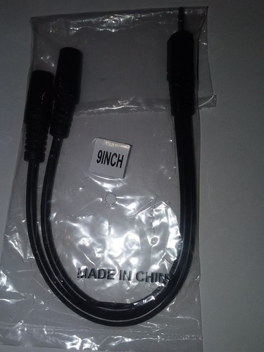 3.5mm Y cable male /2 female stereo 9" long, audio Y headset cable, aux splittr - Picture 3 of 4