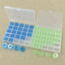 25pcs Plastic Clear Singer Bobbin Sewing Machine Bobbins Spool With Box