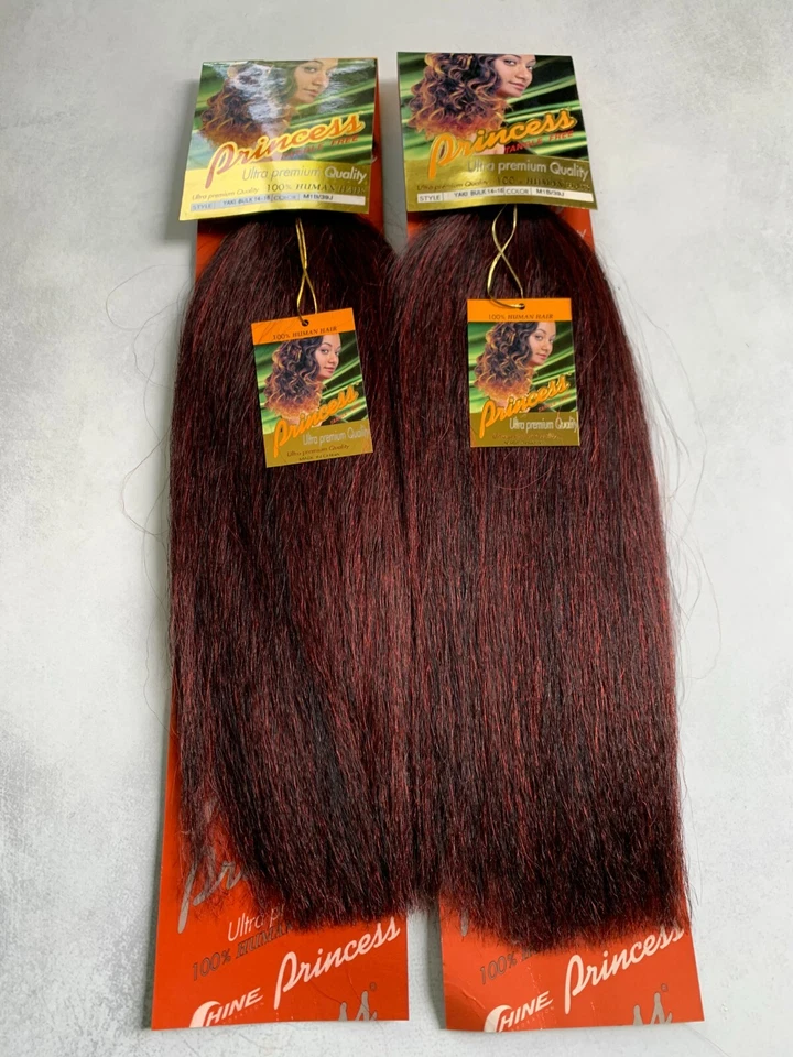 Cabello humano mezclado para trenzar, Yaky a granel paquete de 2 ofertas, 16" de largo #M39J Foto 2 de 4