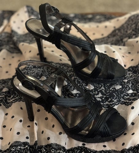 The Touch Of Nina schwarze glitzernde Damen-Slingback-Stilettos Größe 8M