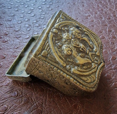 Antike Griechische/Osmanische Kartusche /Pulvertasche, Gelbmetall ca. 1830-1850 - Bild 4 von 21