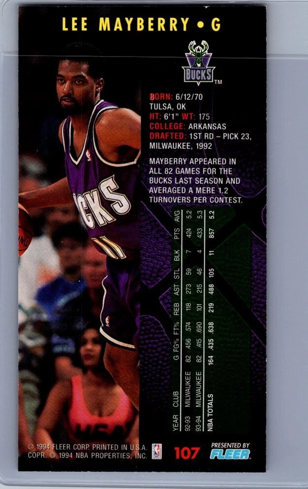 1994-95 Jam Session #107 Lee Mayberry base - Image 2 of 2