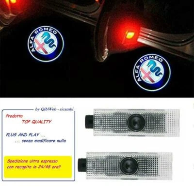 2 PROIETTORI LOGO Luci cortesia LED Alfa Romeo MITO 159 Giulietta Stelvio Brera