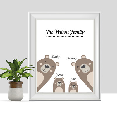 Personalisierter Bärenfamiliendruck, Geschenke für ihre Mama, Geschenke für ihn Papa, neues Haus