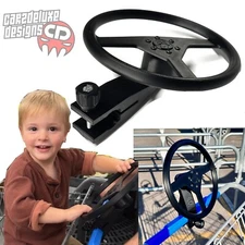 Kids shopping cart steering wheel for handle bar secure bolt on real hardware