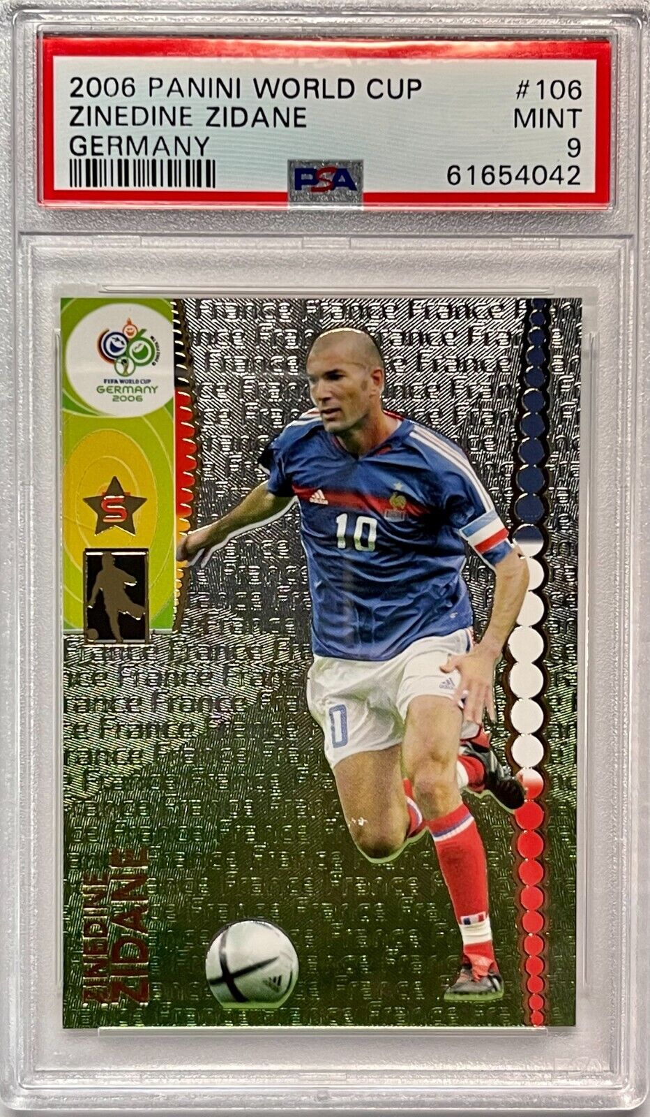 2006 Panini World Cup Germany #106 Zinedine Zidane World Cup Rookie PSA 9  MINT