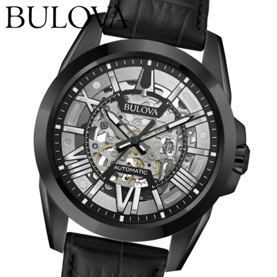 BULOVA Classic 98A304 Automatic Open Heart 43mm Leather Belt Waterproof NEW JP!!