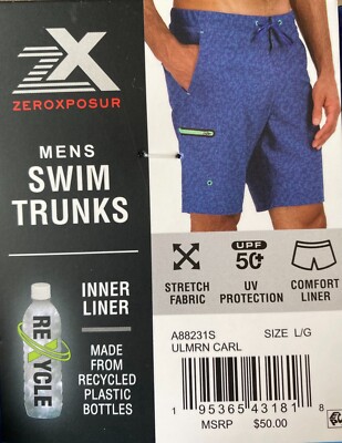 Zero Exposure  Men's UPF 50+ UV protection comfort liner stretch swim trunks