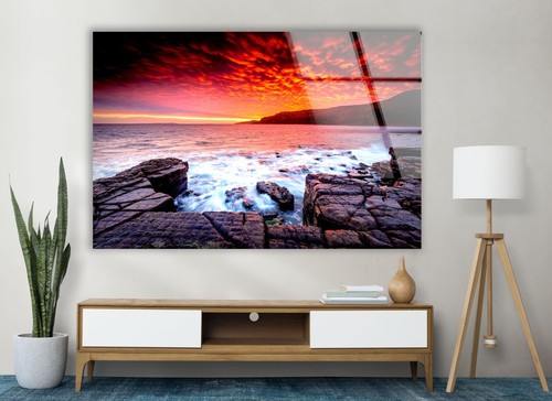 Arte de pared de vidrio rojo cielo por la noche - Imagen 5 de 10